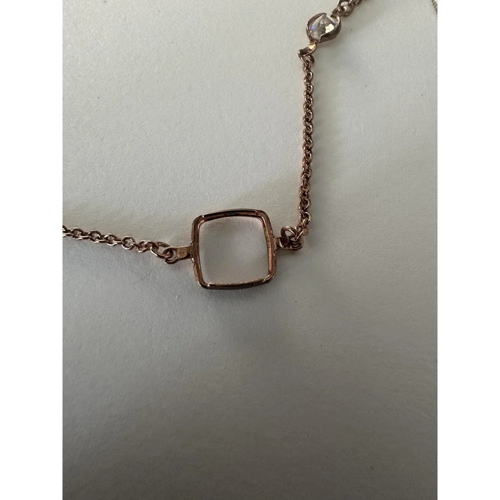 Alainn Long Bezel Necklace‎ Rose Gold Color Cubic Zirconias 48